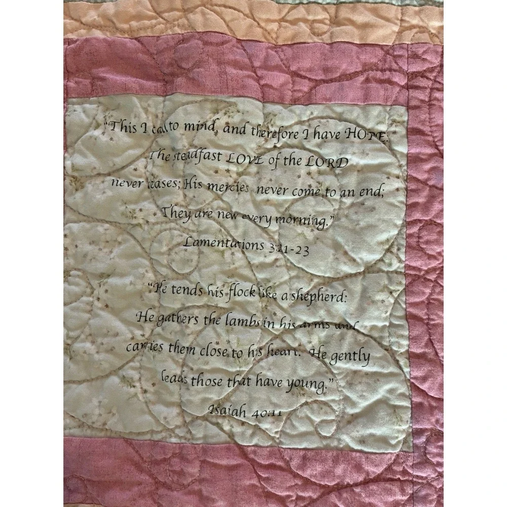 Handmade Patchwork Crib Quilted Blanket Wall Hanging With Bible Verses